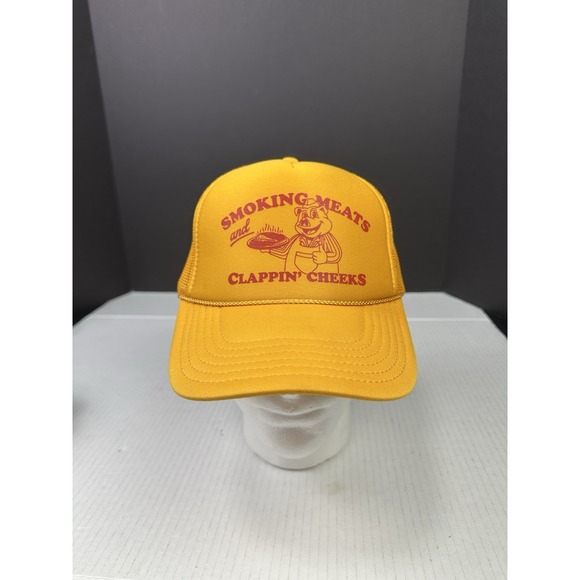 Smokin Meat & Clappin Cheeks Funny Trucker SnapBack Hat/Cap - Picture 2 of 6
